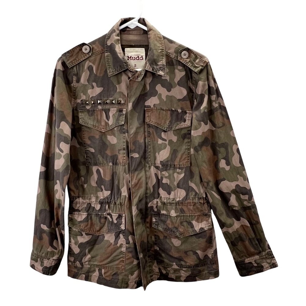 Mudd Camouflage Camo Jacket S Zip Front Pockets Military Style